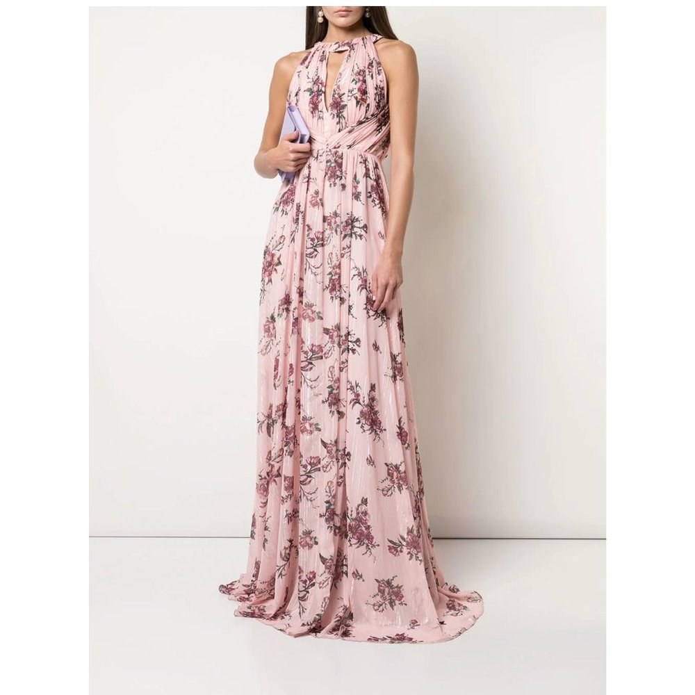 Marchesa Notte Bridesmaids Blush Floral Halter Gown - Picture 4 of 15